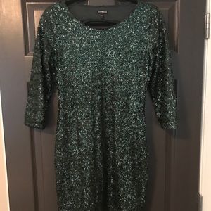 Express Sequin Emerald Party Dress